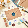 Brass Wax Seal Stamp with Wood Handle AJEW-WH0412-0323-4