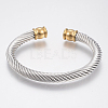 304 Stainless Steel Cuff Bangles Torque Bangles BJEW-H570-22GP-1