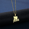 Word I Love Jesus 304 Stainless Steel Pendant Necklaces & Stud Earrings Sets FS-WGBBC94-01-3