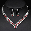 Alloy Rhinestone Pendant Necklaces & Earrings Sets for Women WGE8301-05-1