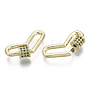 Brass Micro Pave Cubic Zirconia Screw Carabiner Lock Charms KK-R136-066A-NF-3