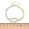 Duo Tone Brass Round Snake Chain Knot 2-Strand Bracelets for Women KK-CBA68DA-17C-GP-5