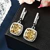 925 Sterling Silver Micro Pave Cubic Zirconia Dangle Hoop Earrings EJEW-F371-01A-02-5