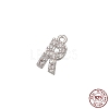 Real Platinum Plated Rhodium Plated 925 Sterling Silver Micro Pave Clear Cubic Zirconia Charms STER-P054-10P-R-1