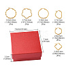 6 Pairs 6 Style Ring & Heart & Flower & Rhombus & Hexagon 201 Stainless Steel Hoop Earrings EJEW-FS0001-06-5