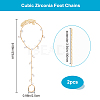 2Pcs Brass Clear Cubic Zirconia Box Chain Bracelets for Women BJEW-BBC0001-09G-2