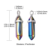 3Pcs 3 Colors Faceted Bullet Glass Pointed Pendants KK-FS0001-09-5