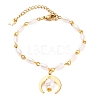Brass Crescent Moon Charm Bracelets BJEW-JB05558-2