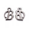 Gunmetal Plated Alloy Letter Pendants PALLOY-P097-03-B-1
