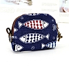 Fish Printed Canvas Cloth Zipper Wallets Purse for Women PW-WG27797-06-1