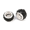 Polymer Clay Rhinestone European Large Hole Beads with Silver Color Plated Brass Cores FPDL-R002-01-1