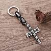 304 Stainless Steel Skull-shape Cross Keychains HC7516-4