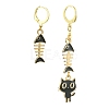 Golden Alloy Enamel Dangle Leverback Earrings EJEW-JE05654-01-1