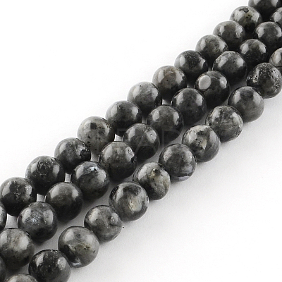 Natural Larvikite Round Beads Strands G-R342-6mm-09-1