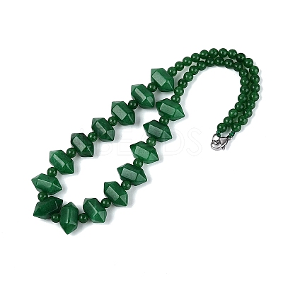 Natural Malaysia Jade Round & Cone Beaded Necklaces NJEW-N064-03H-1