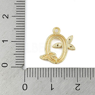 Brass Crystal Rhinestone Letter Links Connector Charms KK-S395-06G-O-1