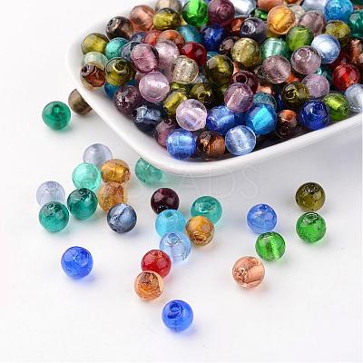 Handmade Silver Foil Glass Beads FOIL-R054-M-1
