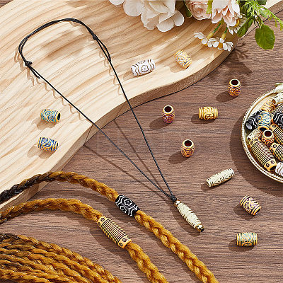 44Pcs Plastic & Resin Dreadlocks Braiding Beads OHAR-SC0001-21-1