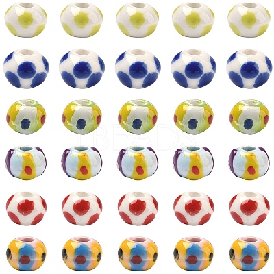 18Pcs 6 Colors Handmade Porcelain European Beads PORC-YW0001-87-1