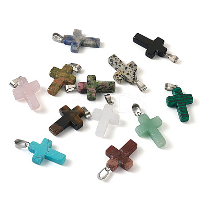 24Pcs 12 Styles Natural & Synthetic Mixed Gemstone Pendants G-TA0001-38-1