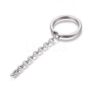 Tarnish Resistant 304 Stainless Steel Split Key Ring Clasps STAS-L226-009B-1