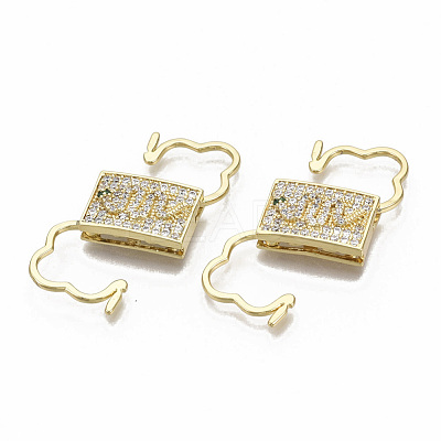 Brass Micro Pave Cubic Zirconia Clasps ZIRC-R110-009-NF-1