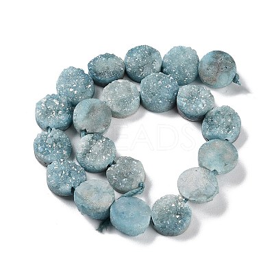 Electroplated Natural Druzy Agate Beads Strands G-M433-01I-1
