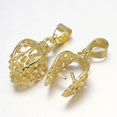 Rack Plating Brass Pendant Pinch Bails KK-E738-20G-1