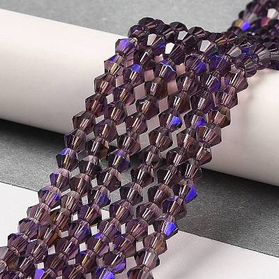 Transparent Electroplate Glass Beads Strands GLAA-F029-2mm-D04-1