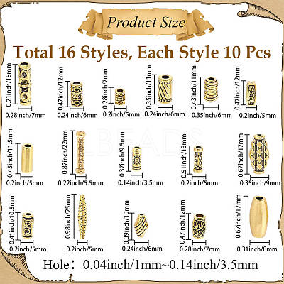 160Pcs 16 Styles Tibetan Style Alloy Beads FIND-PA0001-32-1