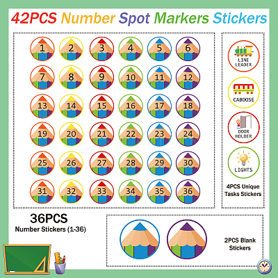 42Pcs Number Theme Self-Adhesive Paper Decorative Stickers DIY-WH0646-006-1
