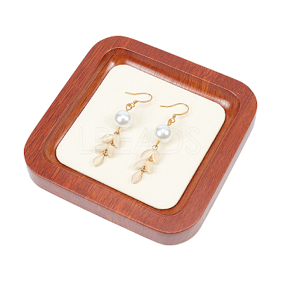 Square Wood Jewelry Storage Tray with Microfiber Fabric Mat Inside ODIS-WH0030-37A-01-1