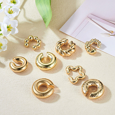 2 Sets 2 Style Adjustable CCB Plastic Cuff Earrings EJEW-TA0001-54-1