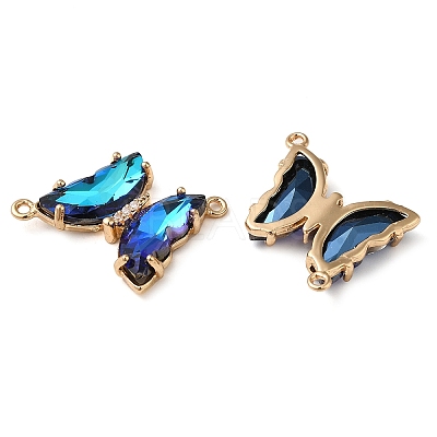 Brass Pave Faceted Glass Connector Charms FIND-Z020-04D-1
