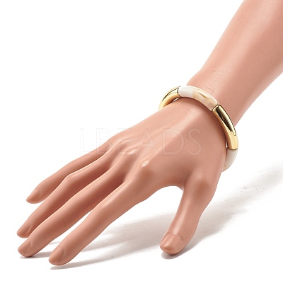 Acrylic Imitation Gemstone Curved Tube Beaded Chunky Stretch Bracelet for Women BJEW-JB07634-1