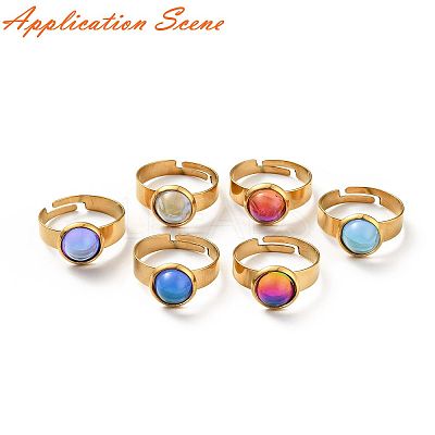 Ion Plating(IP) Adjustable 304 Stainless Steel Finger Rings Components STAS-P291-01B-G-1