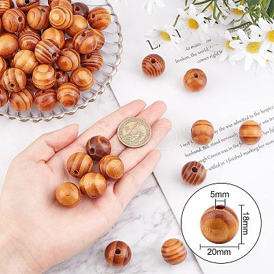 120Pcs Round Natural Wood Beads WOOD-OC0001-85-LF-1