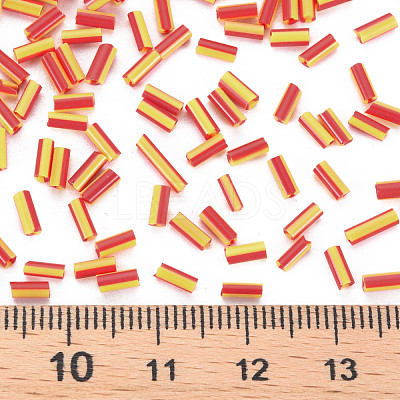 Opaque Colours Two Tone Seed Glass Bugle Beads SEED-T006-02A-05-1