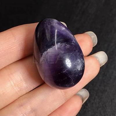 Natural Amethyst Egg Shaped Palm Stone PW23051696725-1