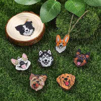 35Pcs 7 Styles Opaque Printed Acrylic Pendants OACR-CJ0002-64-1