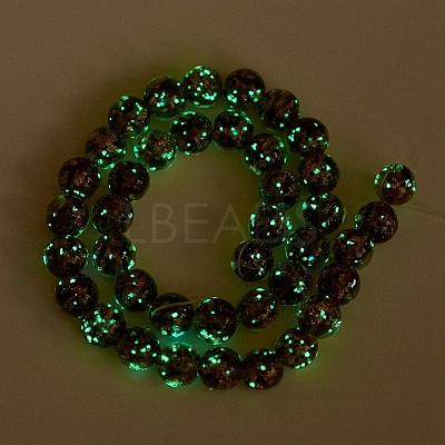 Handmade Gold Sand Lampwork Beads Strands LAMP-P051-L06-12mm-1