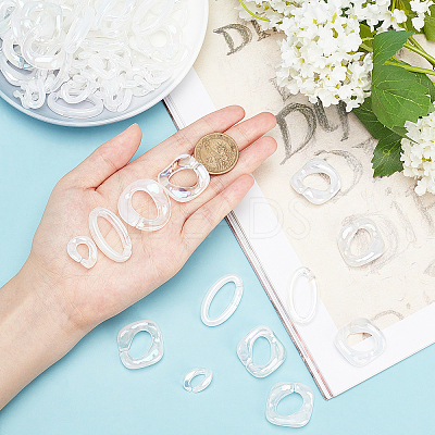 100Pcs 5 Style Transparent Acrylic Linking Rings PACR-PH0001-03-1
