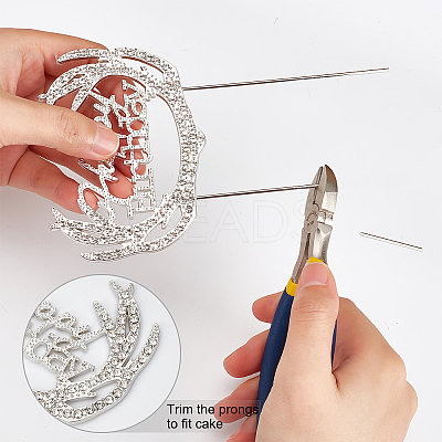 2Pcs 2 Styles Alloy & Rhinestone Cake Toppers AJEW-CP0001-44S-1