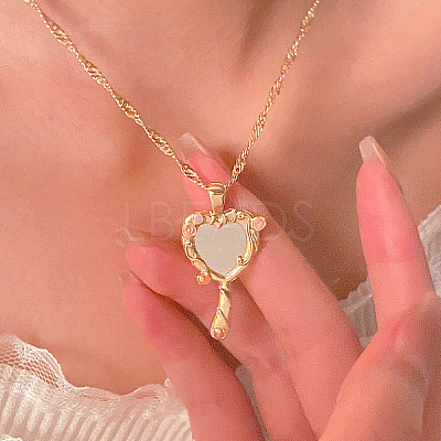 Heart Magic Mirror Alloy Pendant Necklaces for Women WH-WGD9B28-01-1