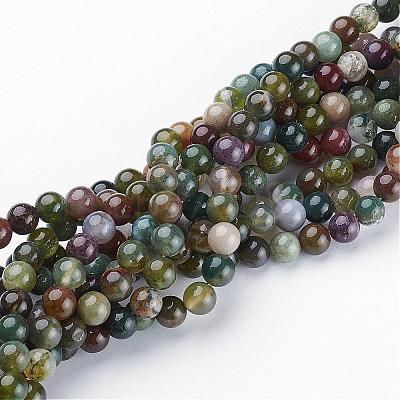 Natural Indian Agate Beads Strands GSR6mmC002-1