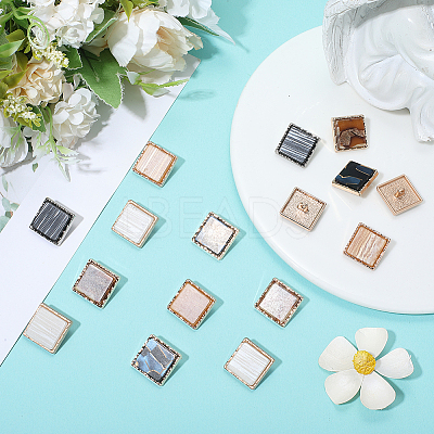 20Pcs 5 Colors 1-Hole Alloy Resin Buttons BUTT-GF0004-08-1