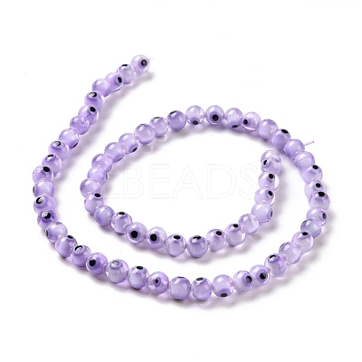 Handmade Evil Eye Lampwork Round Bead Strands X-LAMP-L055-6mm-26-1