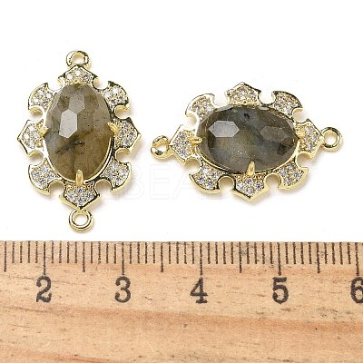 Natural Labradorite Faceted Oval Connector Charms G-G181-06G-07-1