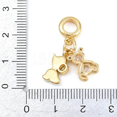 Brass Pave Clear Cubic Zirconia Animal European Dangle Charms KK-H273-53G-04-1