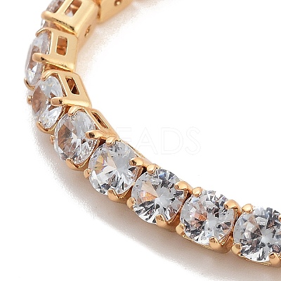 Brass Pave Clear Cubic Zirconia Flat Round Box Chain Slider Bracelets BJEW-B094-12B-G-1
